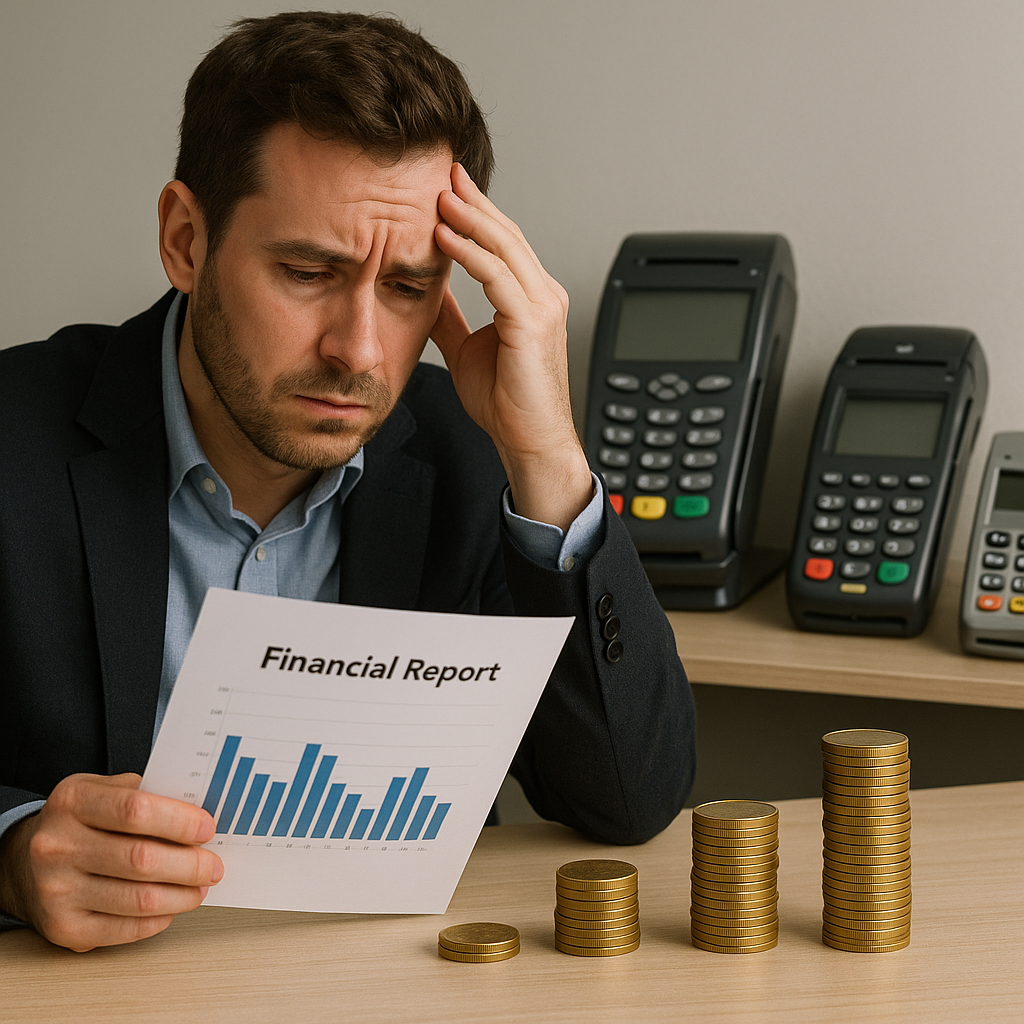 A business owner reviewing financial reports with