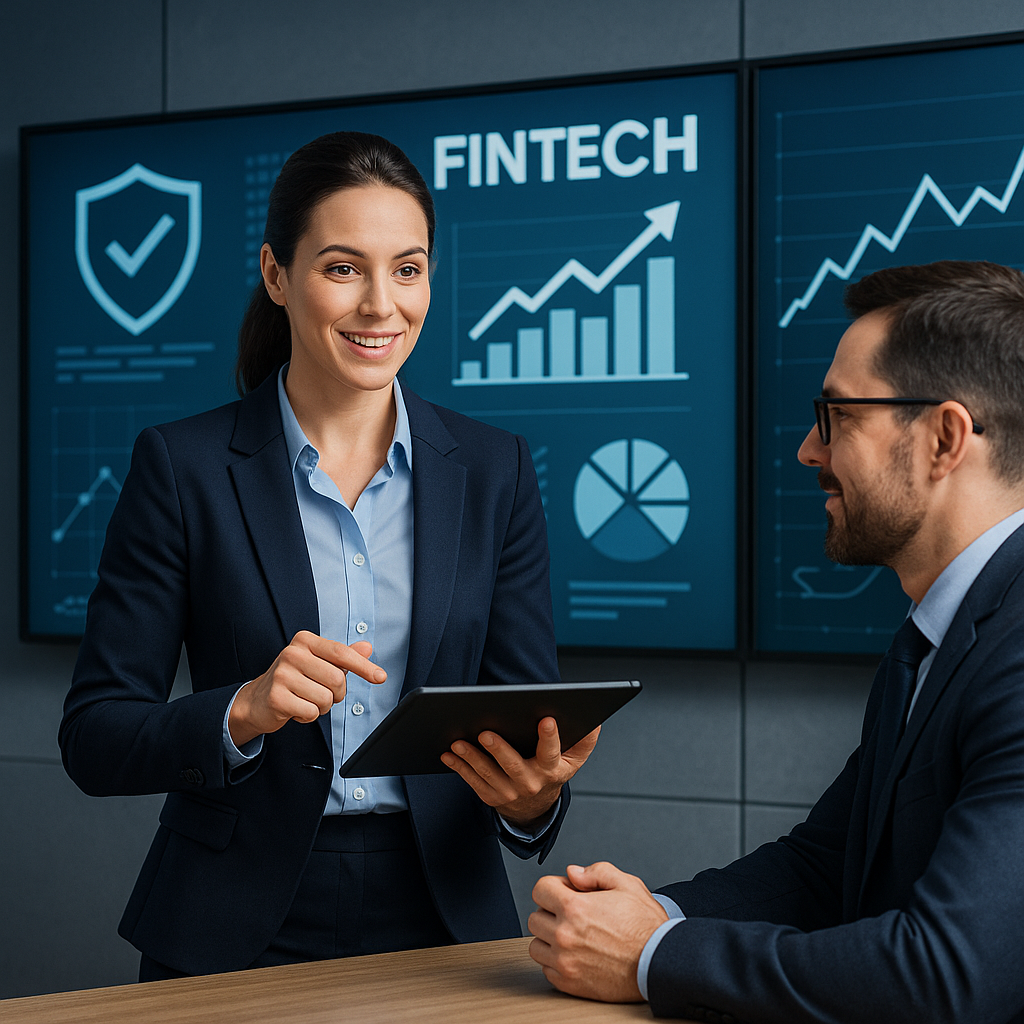 A confident sales professional engaging with a cli